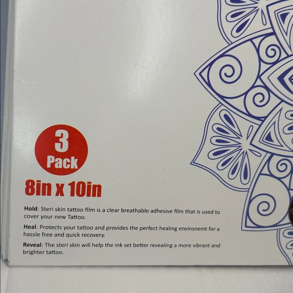 Steri+Skin Transparent Adhesive Bandage Tattoo Cover 3 Pack 8x10 NWT